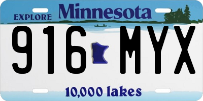 MN license plate 916MYX