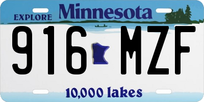 MN license plate 916MZF