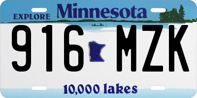 MN license plate 916MZK