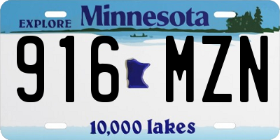 MN license plate 916MZN