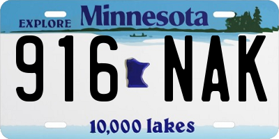 MN license plate 916NAK