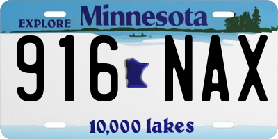 MN license plate 916NAX