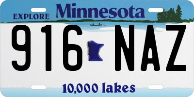 MN license plate 916NAZ