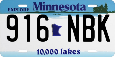 MN license plate 916NBK