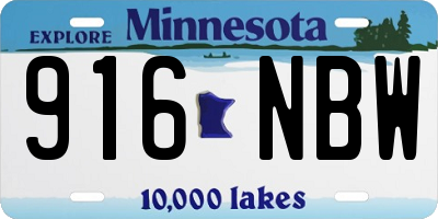 MN license plate 916NBW