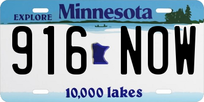 MN license plate 916NOW