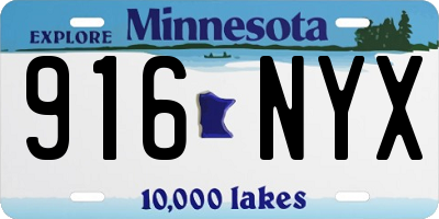 MN license plate 916NYX