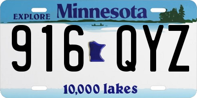 MN license plate 916QYZ
