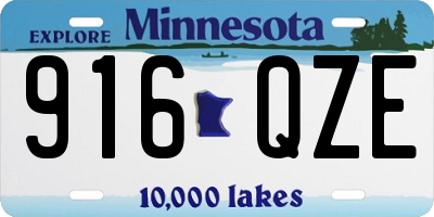 MN license plate 916QZE