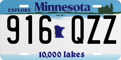 MN license plate 916QZZ