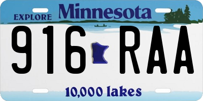 MN license plate 916RAA