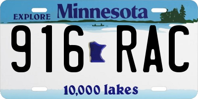 MN license plate 916RAC