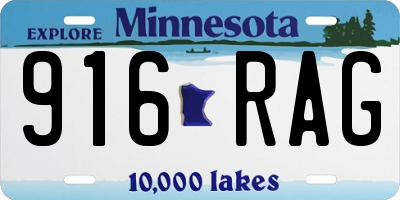 MN license plate 916RAG
