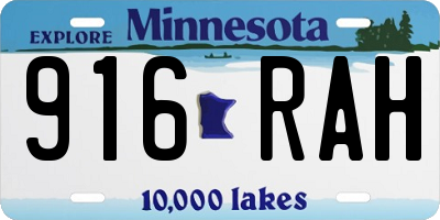 MN license plate 916RAH