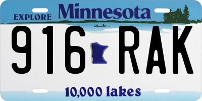 MN license plate 916RAK