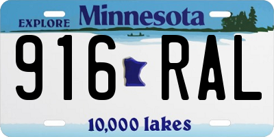 MN license plate 916RAL
