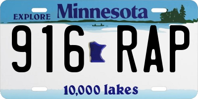 MN license plate 916RAP