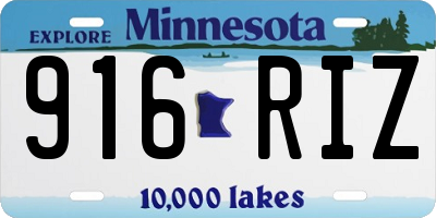 MN license plate 916RIZ