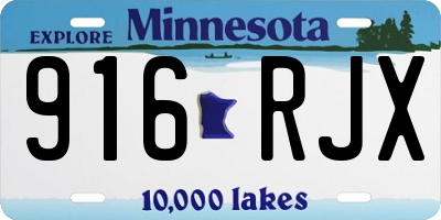 MN license plate 916RJX