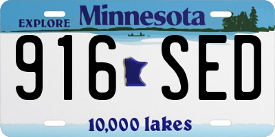 MN license plate 916SED