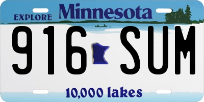 MN license plate 916SUM