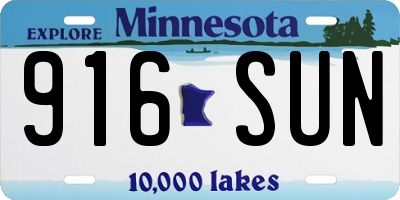 MN license plate 916SUN