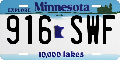 MN license plate 916SWF