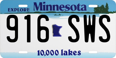MN license plate 916SWS
