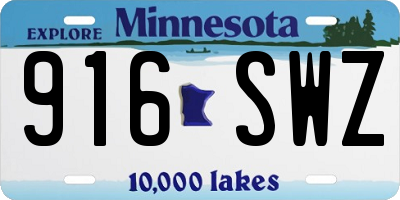 MN license plate 916SWZ