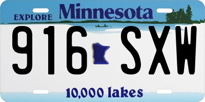 MN license plate 916SXW