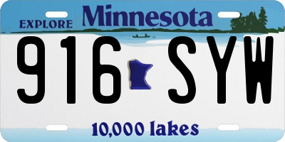 MN license plate 916SYW