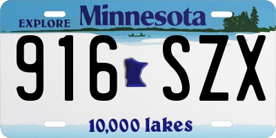 MN license plate 916SZX
