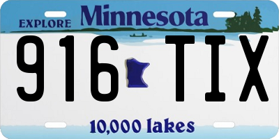 MN license plate 916TIX
