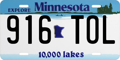 MN license plate 916TOL