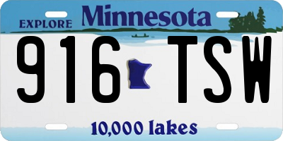 MN license plate 916TSW