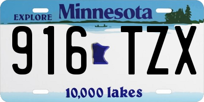 MN license plate 916TZX