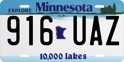 MN license plate 916UAZ