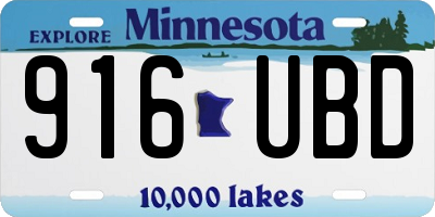 MN license plate 916UBD