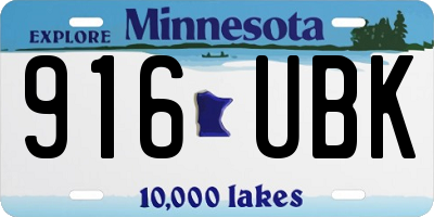 MN license plate 916UBK