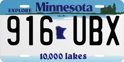 MN license plate 916UBX