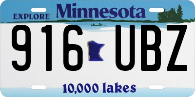 MN license plate 916UBZ