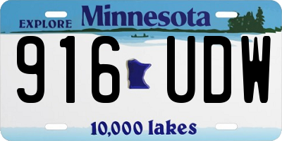 MN license plate 916UDW