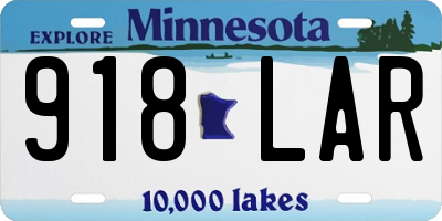 MN license plate 918LAR