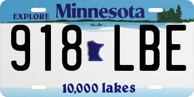 MN license plate 918LBE