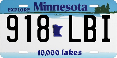 MN license plate 918LBI