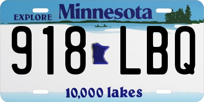 MN license plate 918LBQ