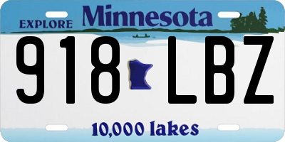MN license plate 918LBZ