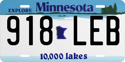 MN license plate 918LEB