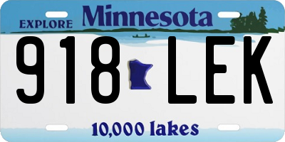 MN license plate 918LEK