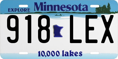 MN license plate 918LEX